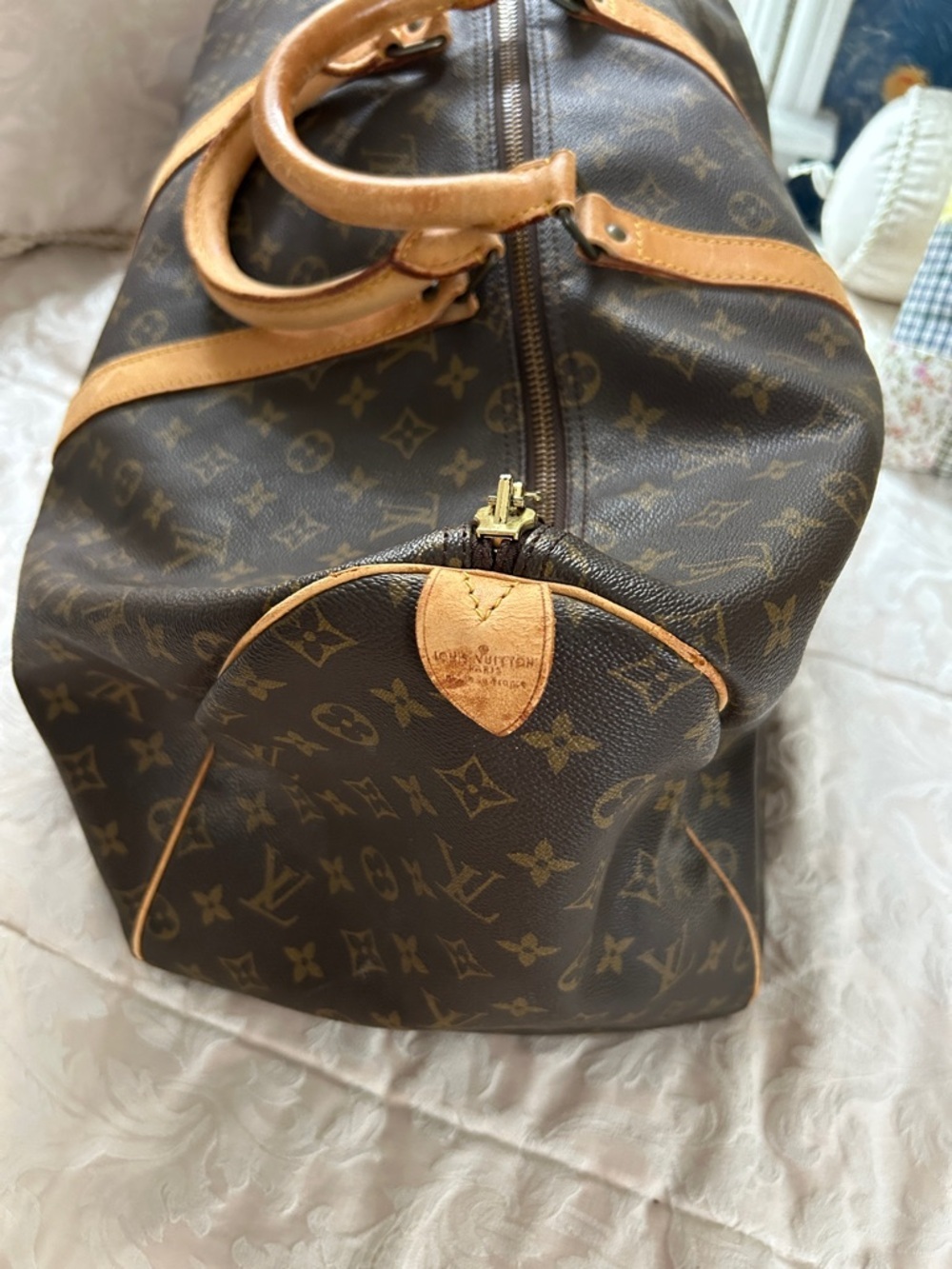 7012. Authentic Louis Vuitton Keepall 55 Brown Mono Canvas Duffle Bag w/COA. - Picture 6 of 12